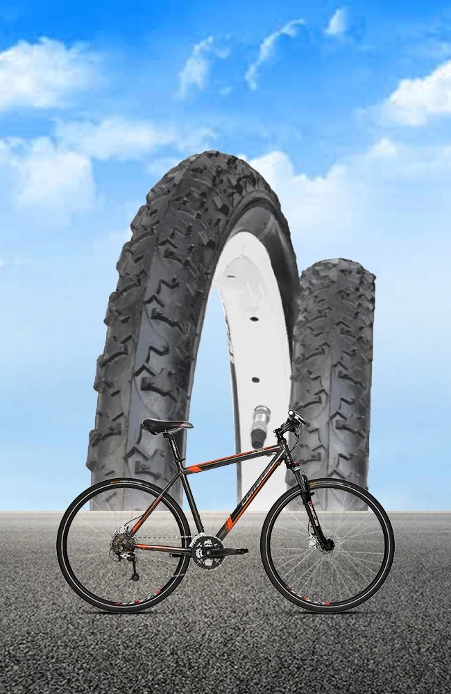 Mountain bike displayed with premium MTB bicycle tyres featuring aggressive tread patterns, engineered for superior grip, durability, stability, and off-road cycling performance.